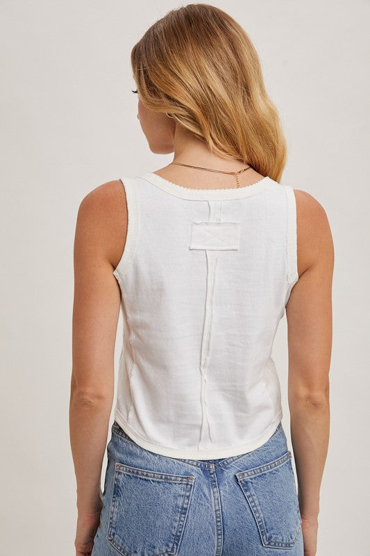 BUTTON DOWN TANK TOP - IVORY