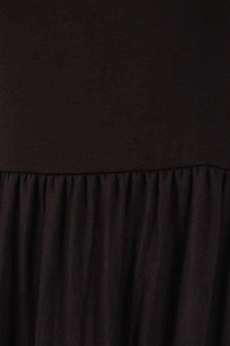 RAYON MODAL MIDI DRESS - BLACK