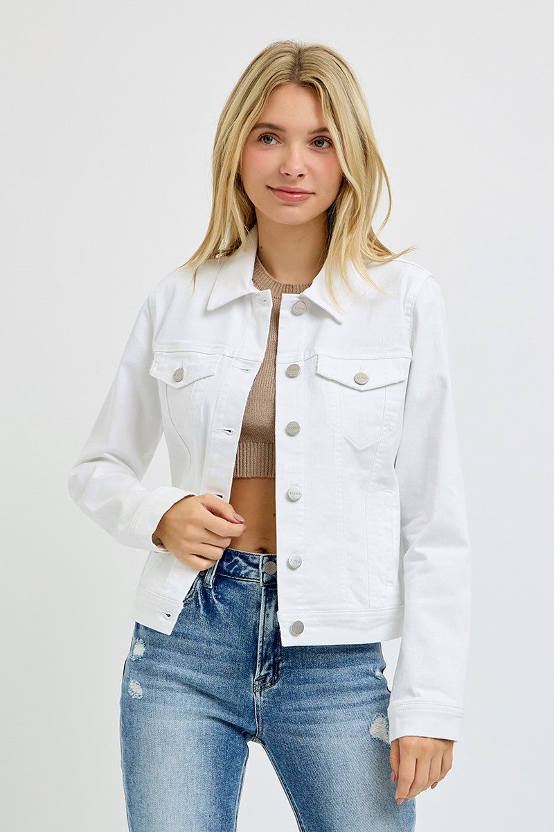 VINTAGE WASHED DENIM JACKET - WHITE