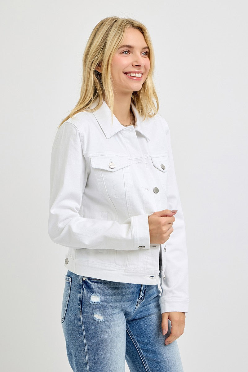 VINTAGE WASHED DENIM JACKET - WHITE