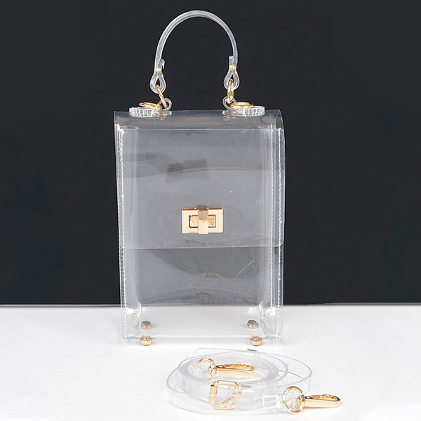 CLEAR TOP HANDLE BAG - CLEAR