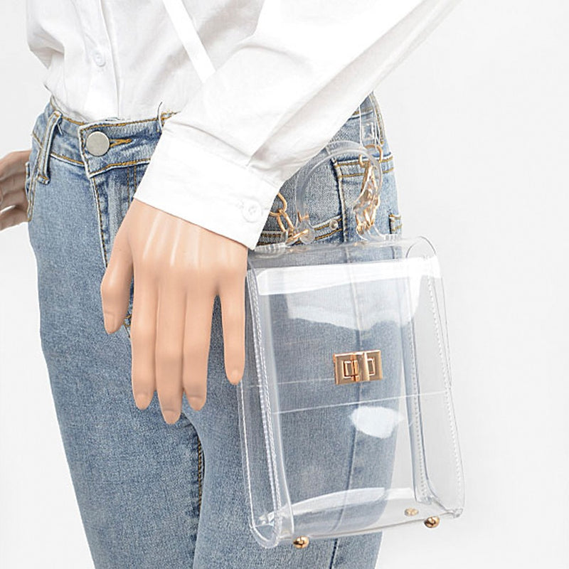 CLEAR TOP HANDLE BAG - CLEAR