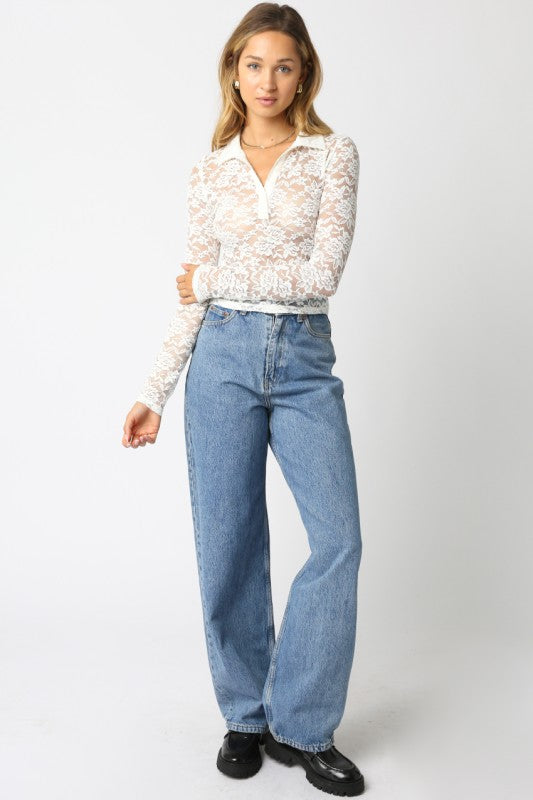 REAGAN LACE SHIRT - WHITE