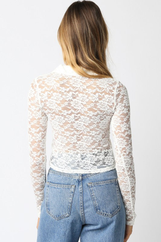 REAGAN LACE SHIRT - WHITE
