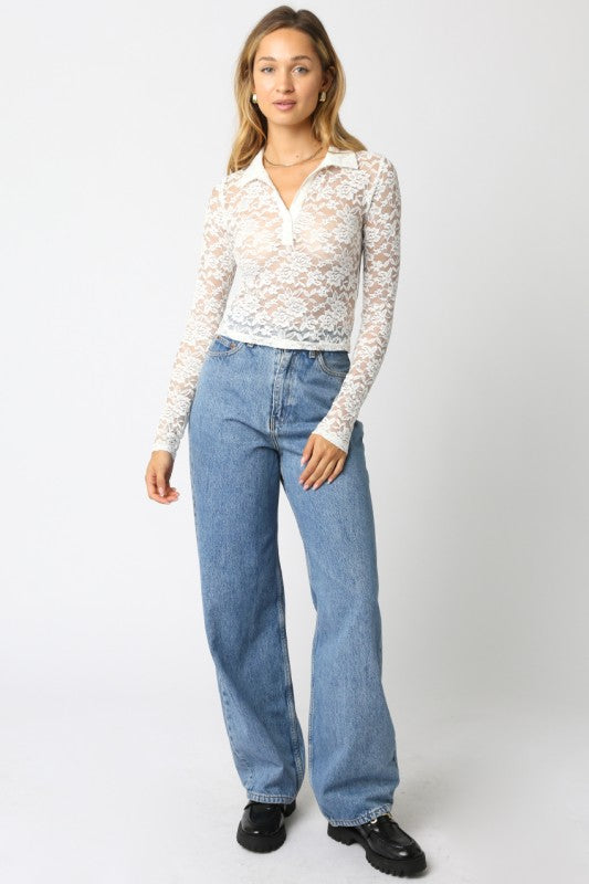 REAGAN LACE SHIRT - WHITE