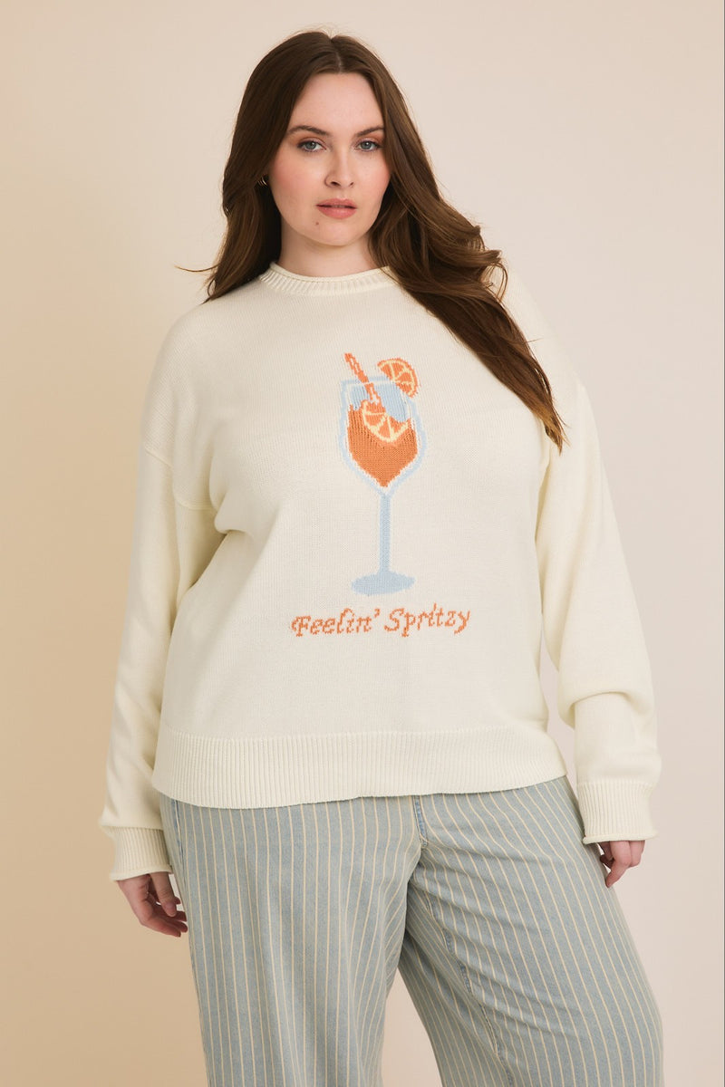 FEELIN' SPRITZY LIGHTWEIGHT SWEATER - WHITE/MULTI