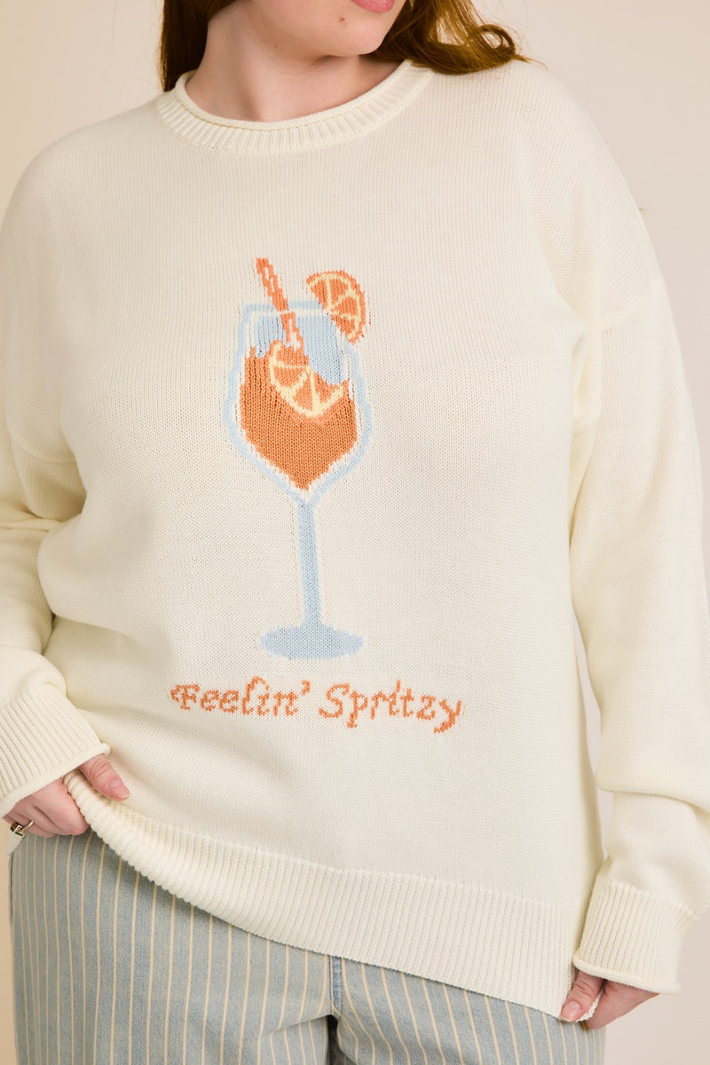 FEELIN' SPRITZY LIGHTWEIGHT SWEATER - WHITE/MULTI