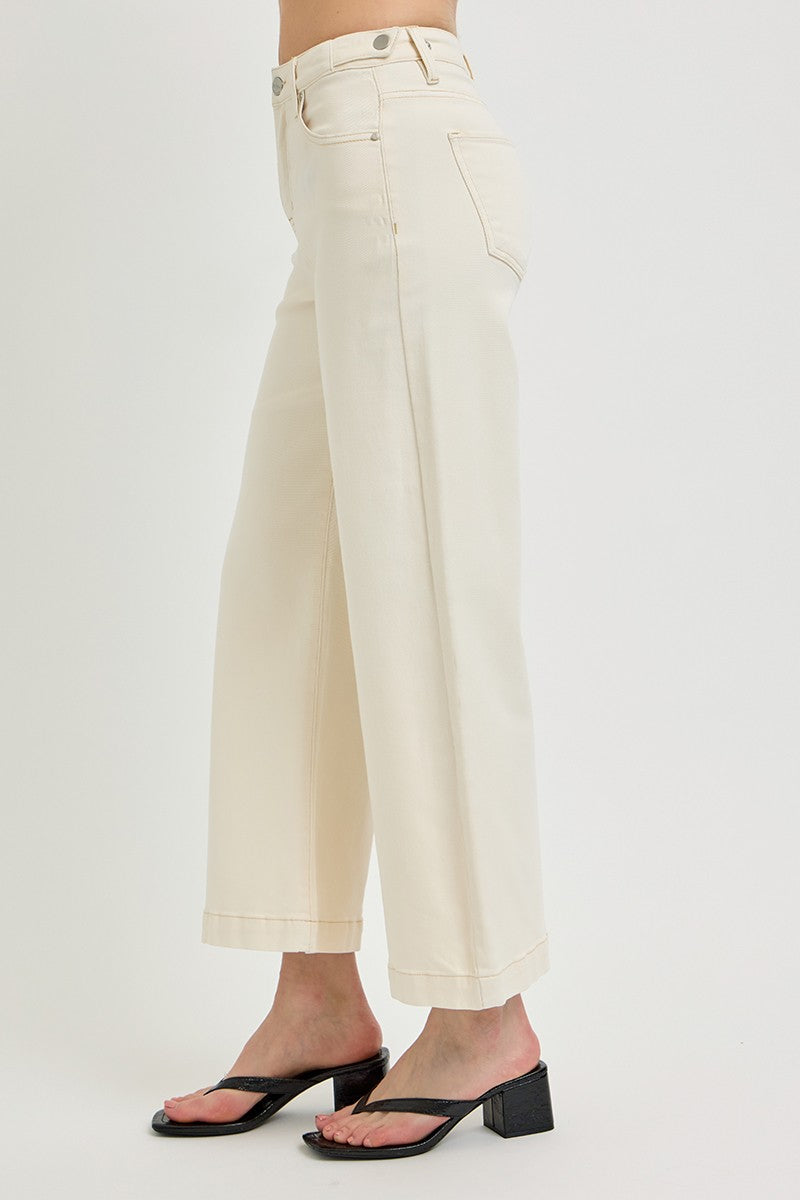 TC HIGH RISE WIDE LEG JEANS - IVORY