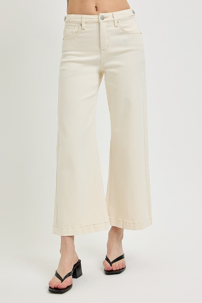 TC HIGH RISE WIDE LEG JEANS - IVORY