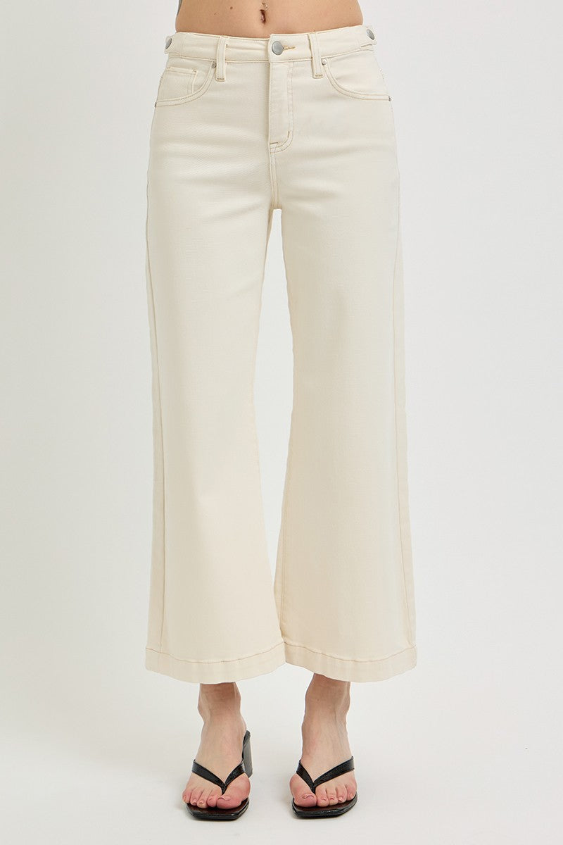 TC HIGH RISE WIDE LEG JEANS - IVORY