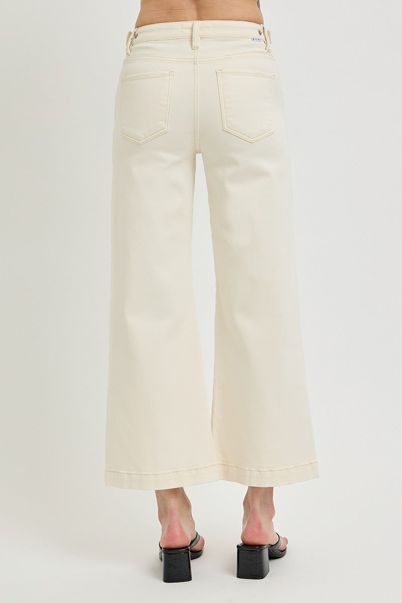 TC HIGH RISE WIDE LEG JEANS - IVORY