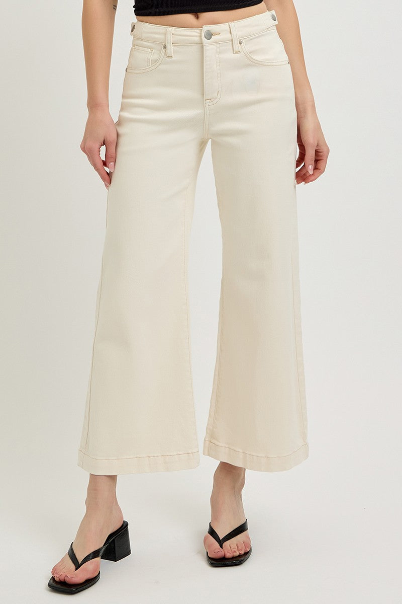 TC HIGH RISE WIDE LEG JEANS - IVORY