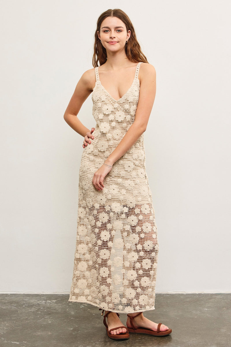 CROCHET MAXI DRESS - NATURAL