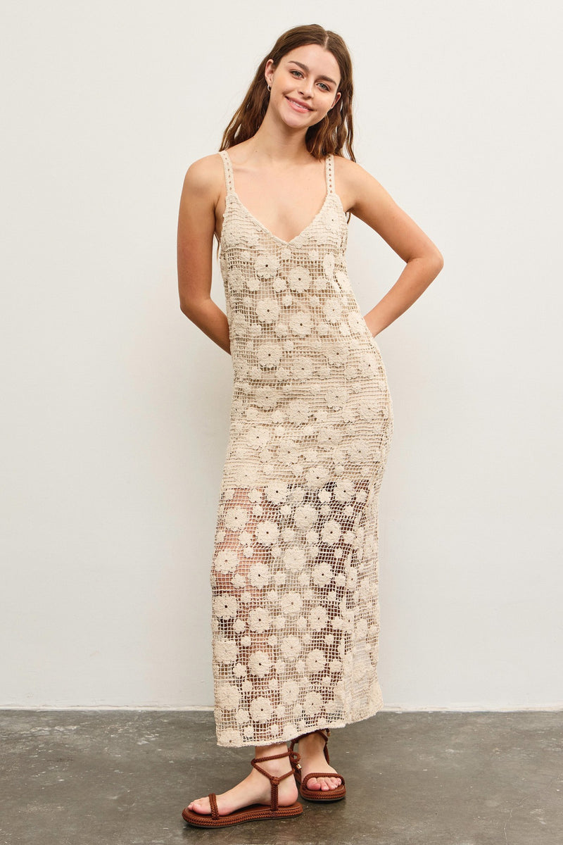 CROCHET MAXI DRESS - NATURAL