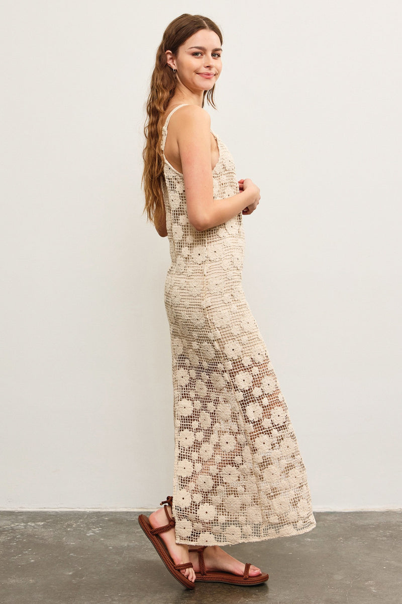 CROCHET MAXI DRESS - NATURAL