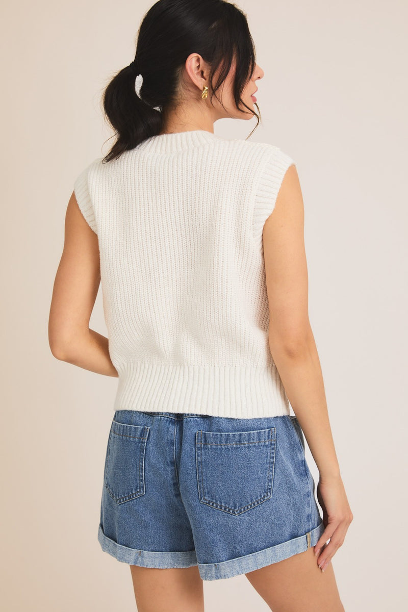 SLEEVELESS CROCHET  TOP - CREAM