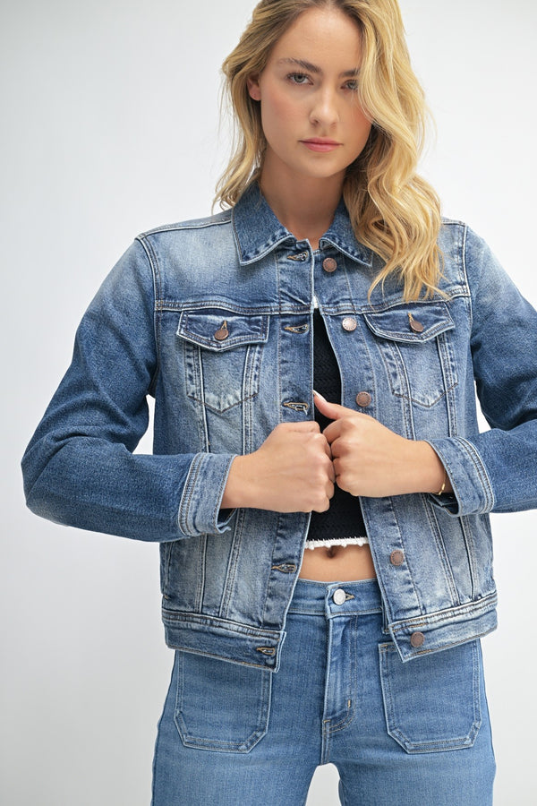STRETCH DENIM JACKET - MEDIUM DENIM