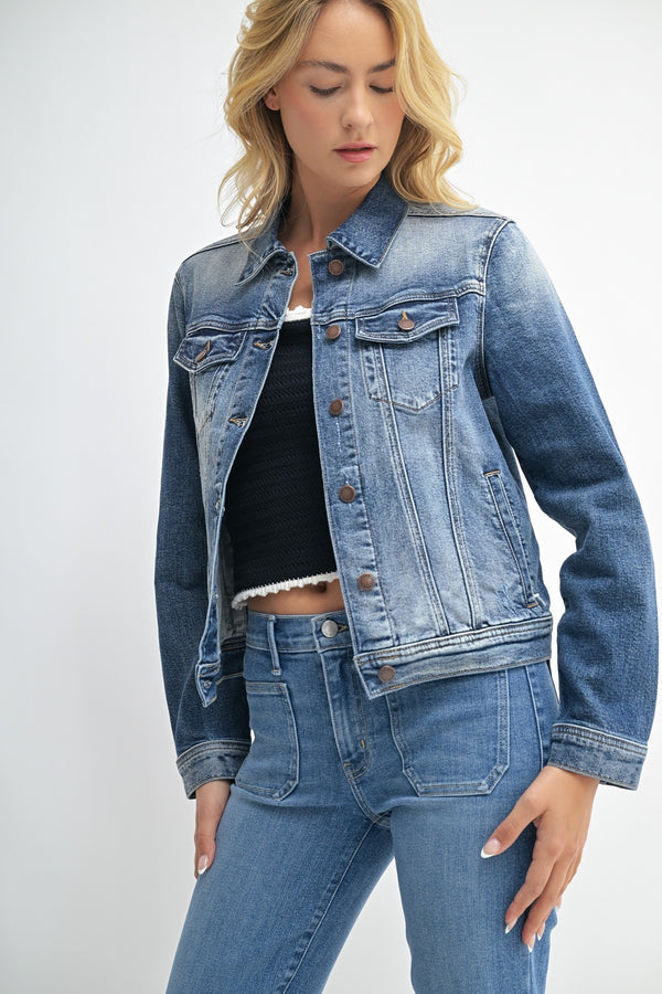 STRETCH DENIM JACKET - MEDIUM DENIM
