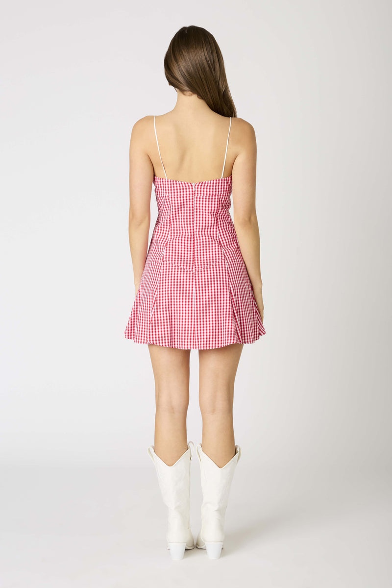 GINGHAM MINI DRESS - RED