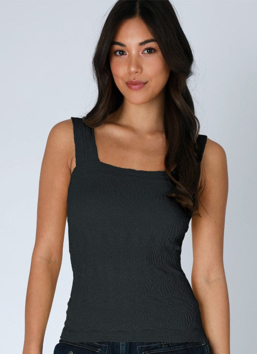 NIKIBIKI JACQUARD TEXTURED TANK  TOP - TRUE BLACK