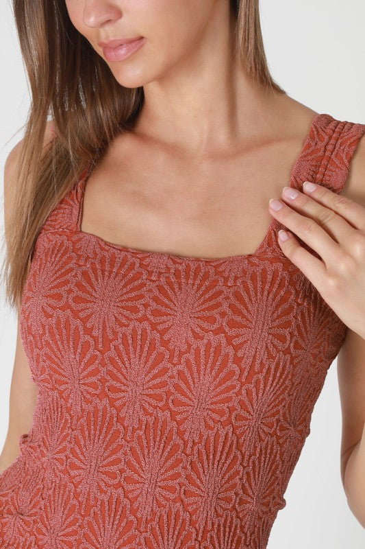 NIKIBIKI JACQUARD TEXTURED TANK  TOP - CHILI OIL