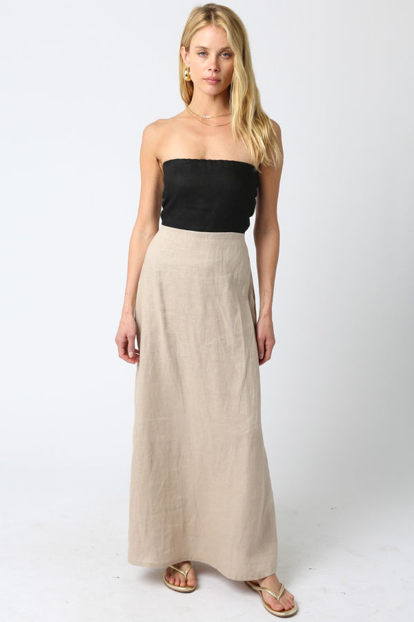 MEI STRAPLESS MAXI DRESS - BLACK/TAUPE