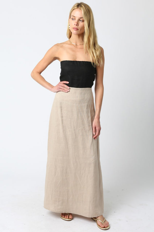 MEI STRAPLESS MAXI DRESS - BLACK/TAUPE