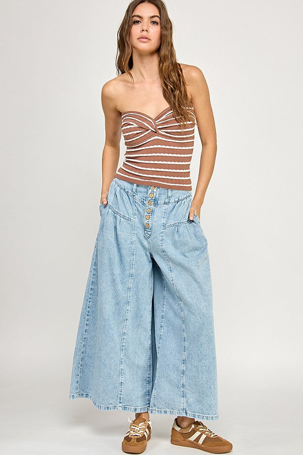 TWIST FRONT TUBE TOP - MINK/OFF WHITE