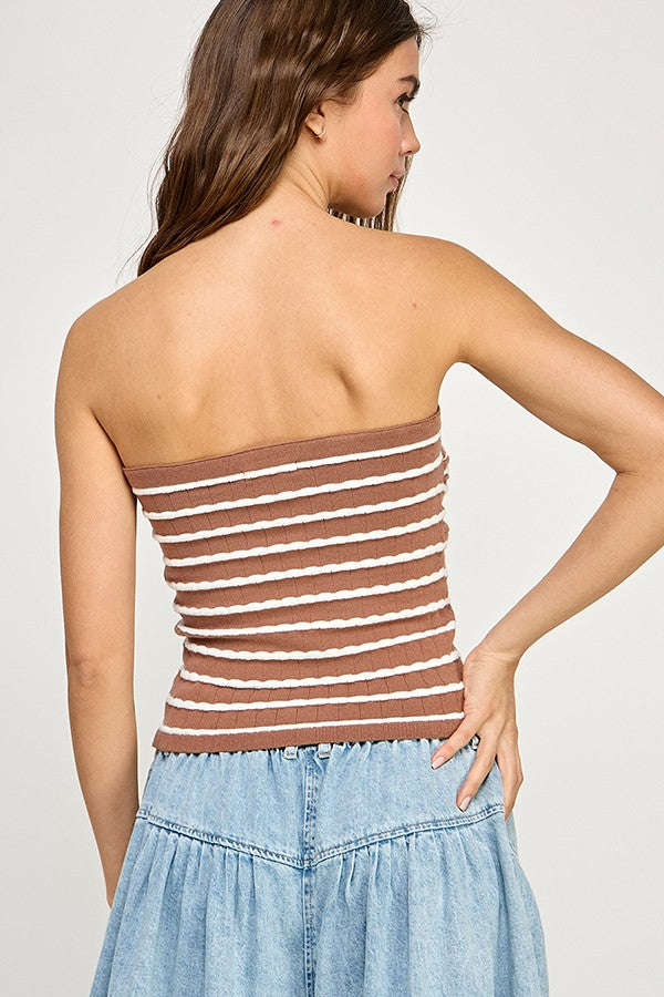 TWIST FRONT TUBE TOP - MINK/OFF WHITE