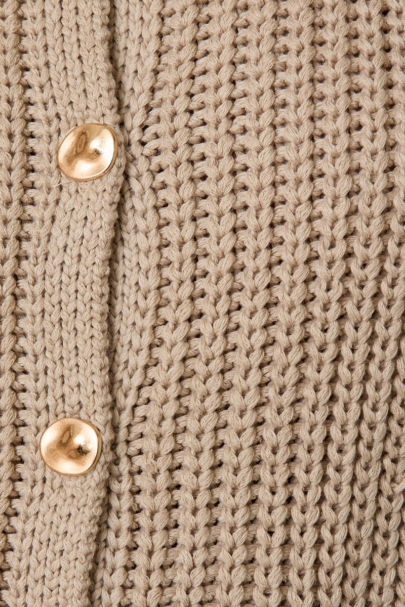 BUTTON DOWN CHUNKY SWEATER VEST - TAUPE
