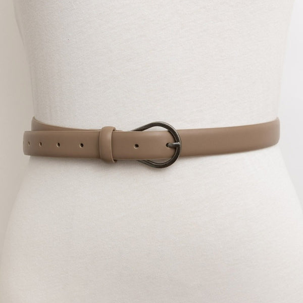 CLASSIC BELT WITH PEAR SHAPED BUCKLE - TAUPE