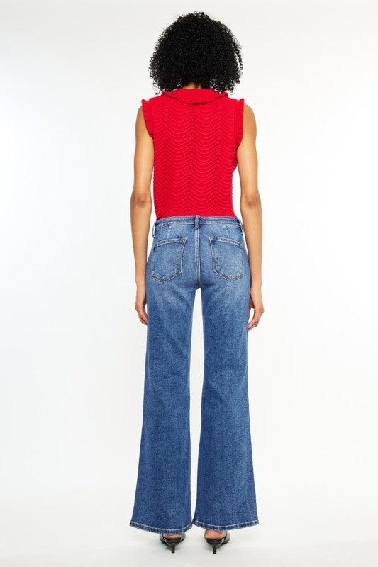 MID RISE WIDE FLARE JEANS - MEDIUM WASH