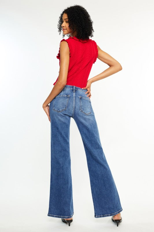 MID RISE WIDE FLARE JEANS - MEDIUM WASH
