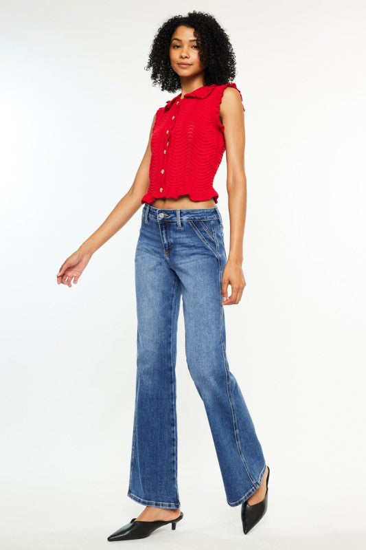 MID RISE WIDE FLARE JEANS - MEDIUM WASH