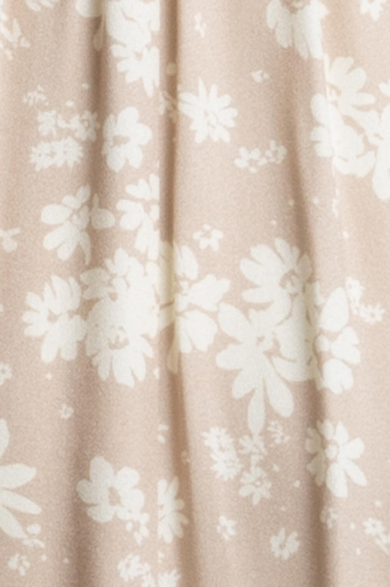 FLORAL MIDI DRESS - TAUPE/WHITE