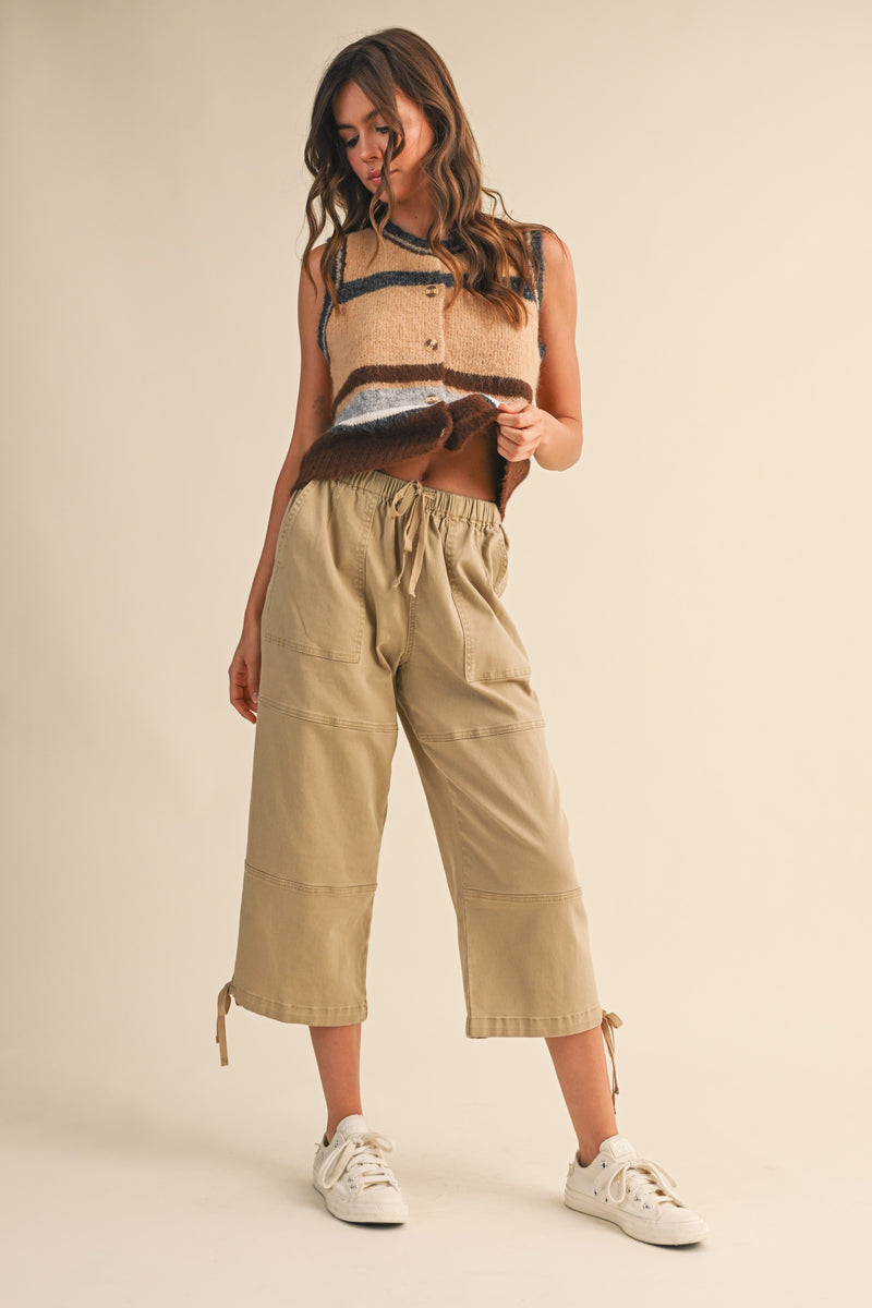 WOOL BLEND STRIPED SWEATER VEST - BROWN MULTI