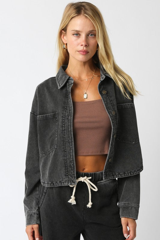 KHISSY CROP SHIRT - BLACK