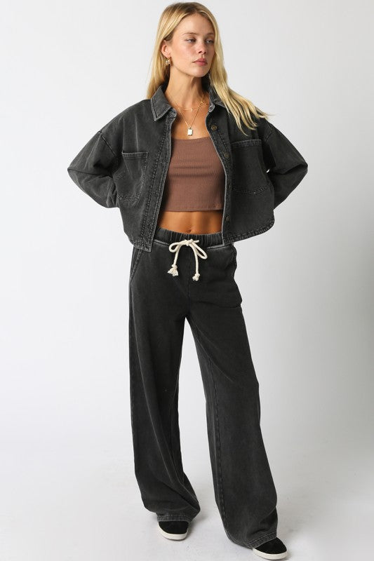 KHISSY CROP SHIRT - BLACK