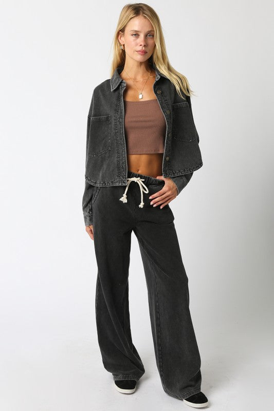 KHISSY CROP SHIRT - BLACK