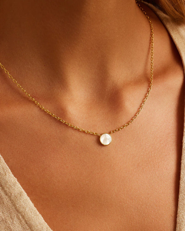 GORJANA ROSE MARBLE COIN NECKLACE - MOTHER OF PEARL