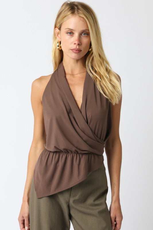 ARIANA HALTER TOP - BROWN