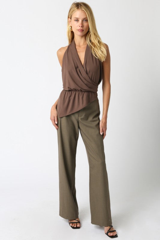 ARIANA HALTER TOP - BROWN