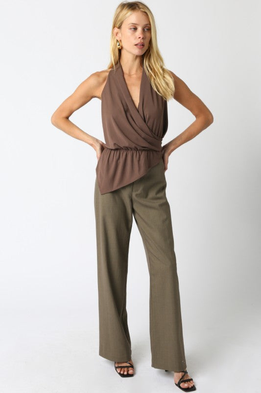 ARIANA HALTER TOP - BROWN
