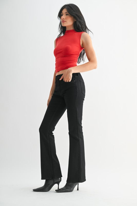 REGULAR HEM BOOTCUT JEANS - BLACK