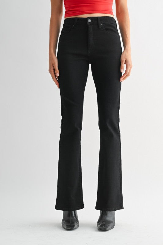 REGULAR HEM BOOTCUT JEANS - BLACK
