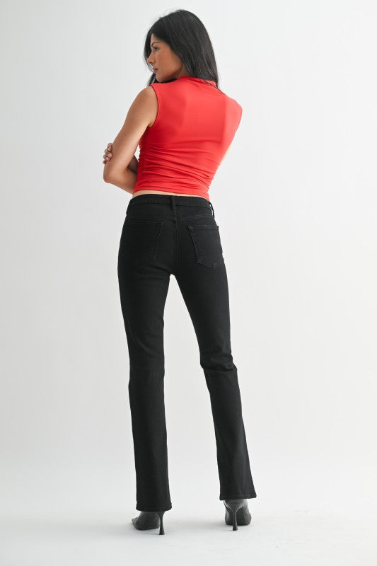 REGULAR HEM BOOTCUT JEANS - BLACK