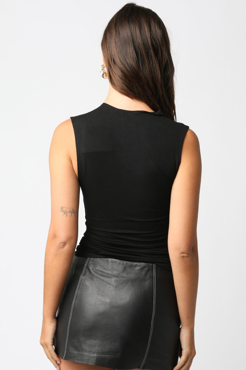 MIA ASYMMETRICAL KNIT TOP - BLACK