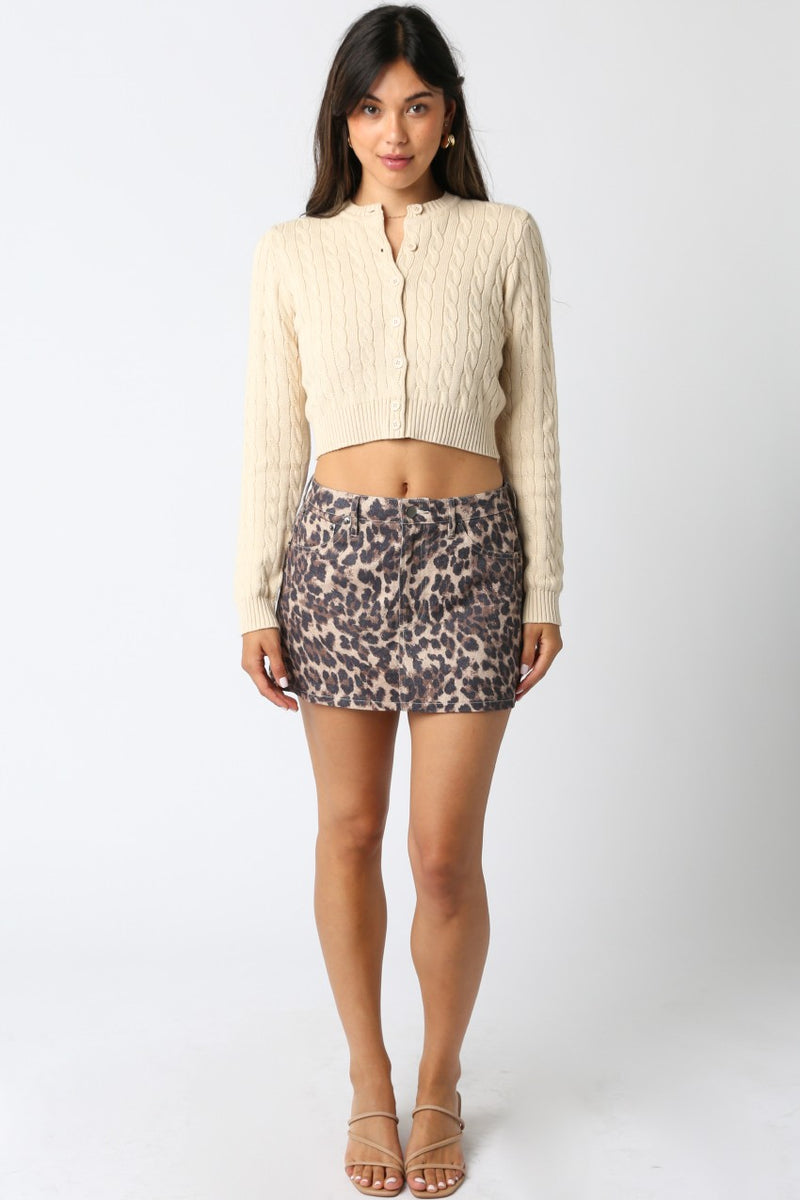 ANYA LEOPARD MINI SKIRT - BROWN LEOPARD