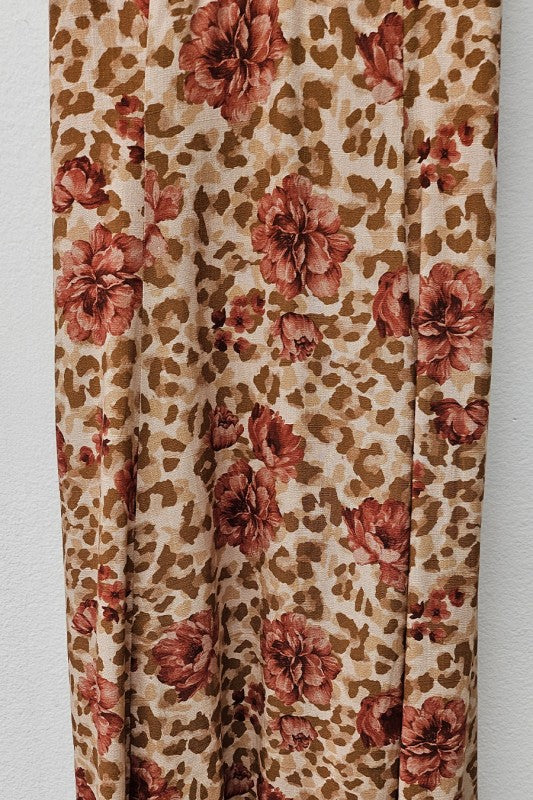 FLORAL PRINT OPEN BACK MAXI DRESS - RUST MULTI