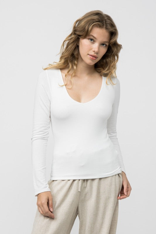 DOUBLE LAYER LONG SLEEVE TOP - IVORY